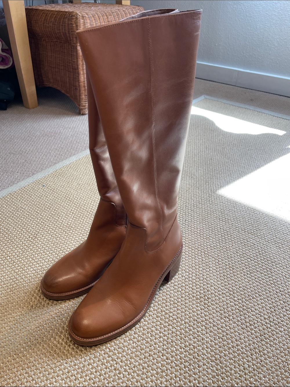J. Crew Tall Leather Riding Boots in Warm Brown